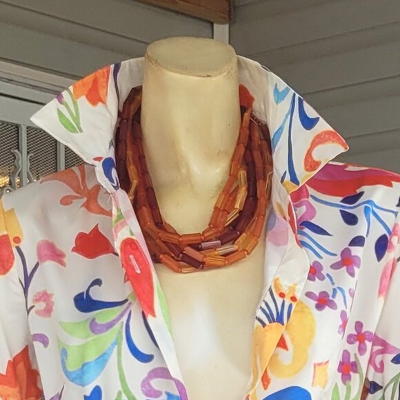 LOST CREEK Printed Midi, Bright Floral Shirt Dress - Picture 2 of 5